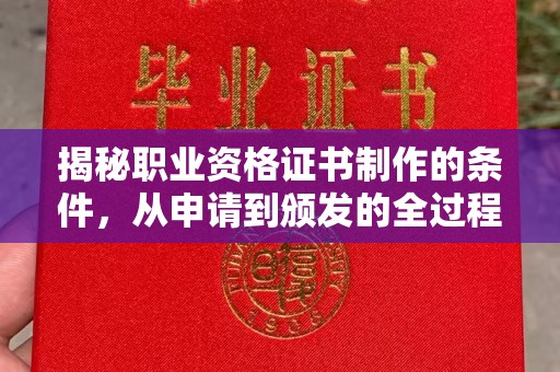 安丘揭秘职业资格证书制作的条件，从申请到颁发的全过程